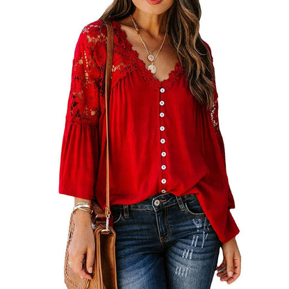 Stitching Temperament Loose Pullover Shirt