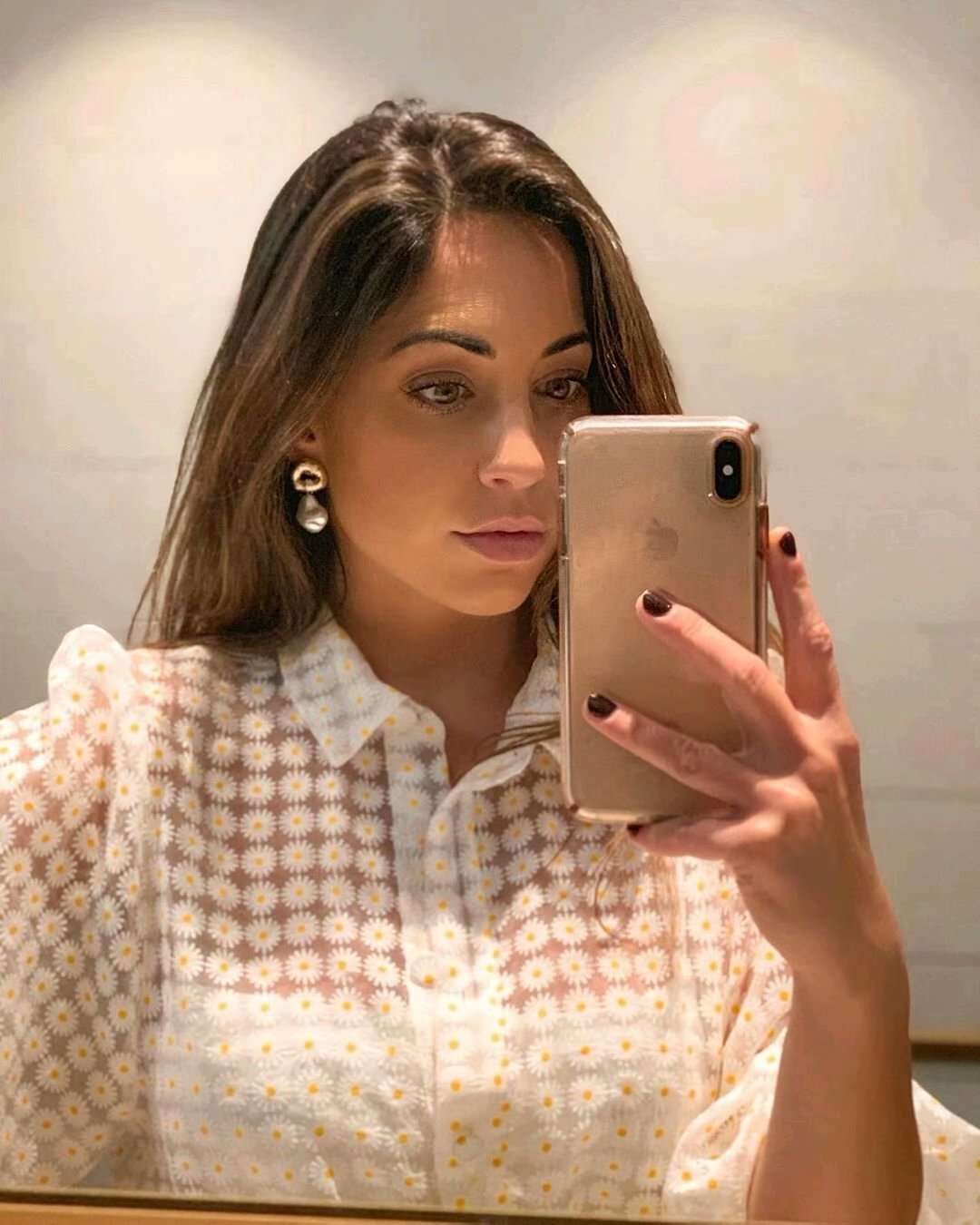 Sheer print tulle top shirt