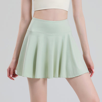 Tennis skirt women's yoga white badminton pleated skirt quick drying anti glare half skirt