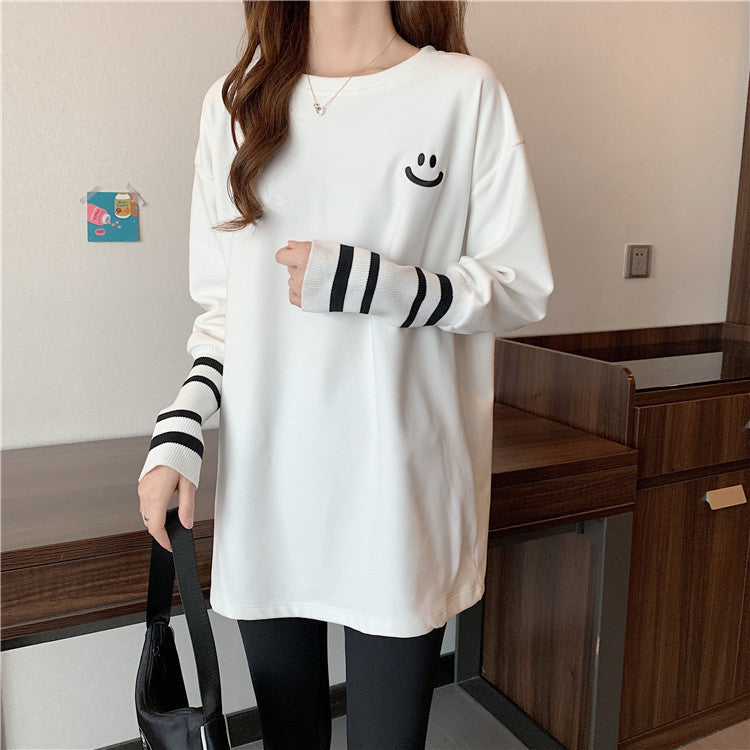 Women's Loose Design Mid-length Print Innerwear Bottoming Shirt Top T-shirt