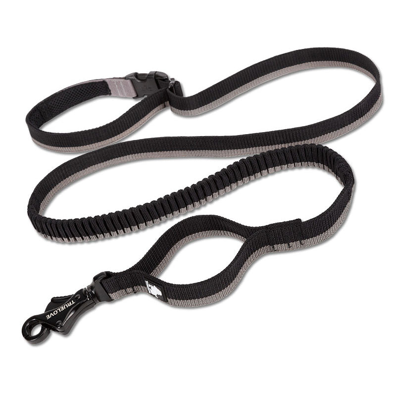Pet dog leash with elastic cushioning suitable for outdoor activities such as running and waist tying