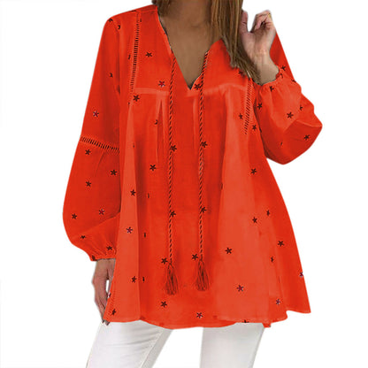 Openwork shirt with lace stitching