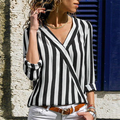 V-neck striped shirt