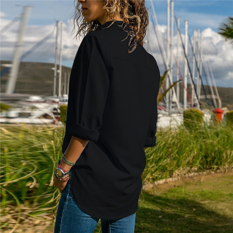 Buttoned Eyelet Chiffon Shirt