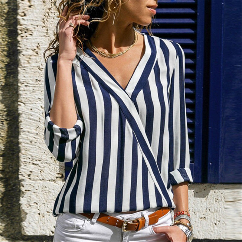 V-neck striped shirt