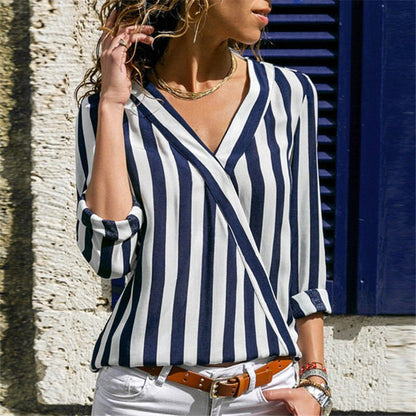 V-neck striped shirt