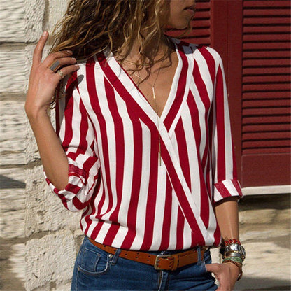 V-neck striped shirt