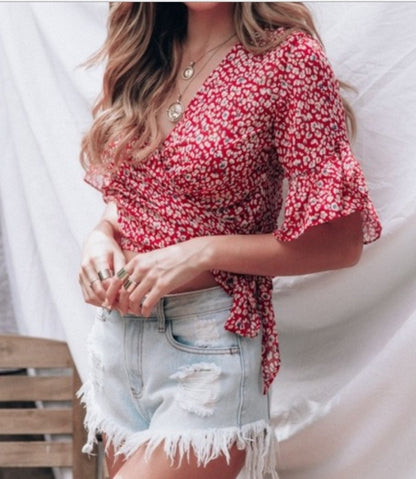 Small floral lace chiffon shirt