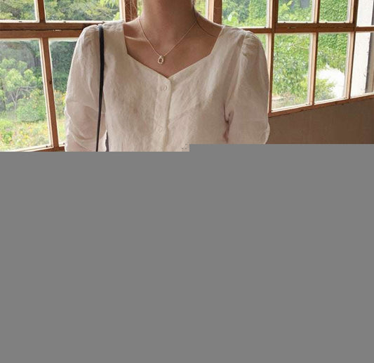 French retro square collar shirt