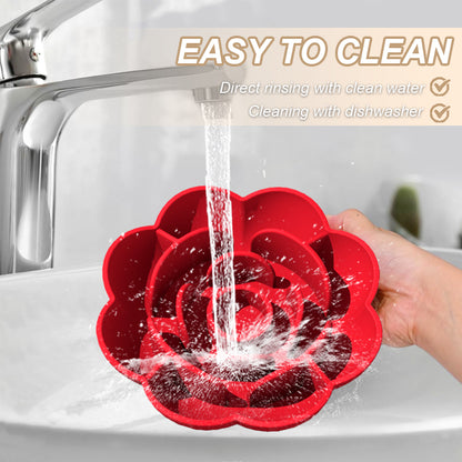 New Portable Dog Bowl Pet Feeder Licking Silicone Dog Bowl Slow Feeder Flower