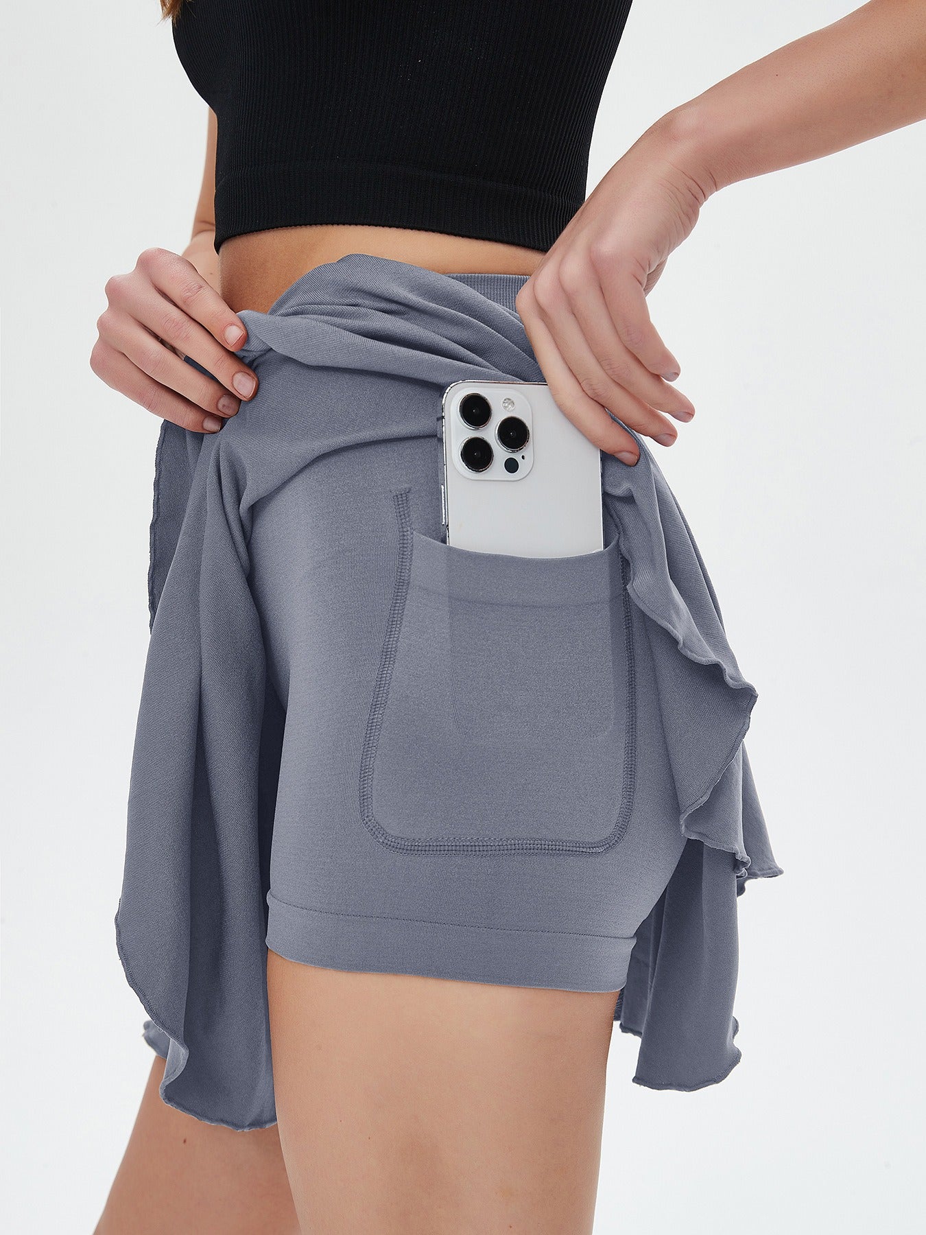 Tennis skirt elastic quick drying with pockets fitness skirt sports skirt yoga skirt