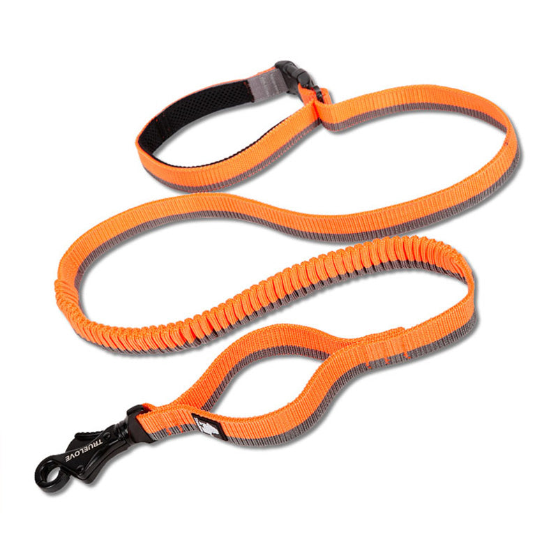 Pet dog leash with elastic cushioning suitable for outdoor activities such as running and waist tying