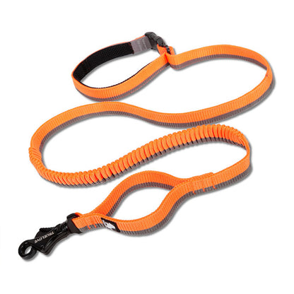 Pet dog leash with elastic cushioning suitable for outdoor activities such as running and waist tying