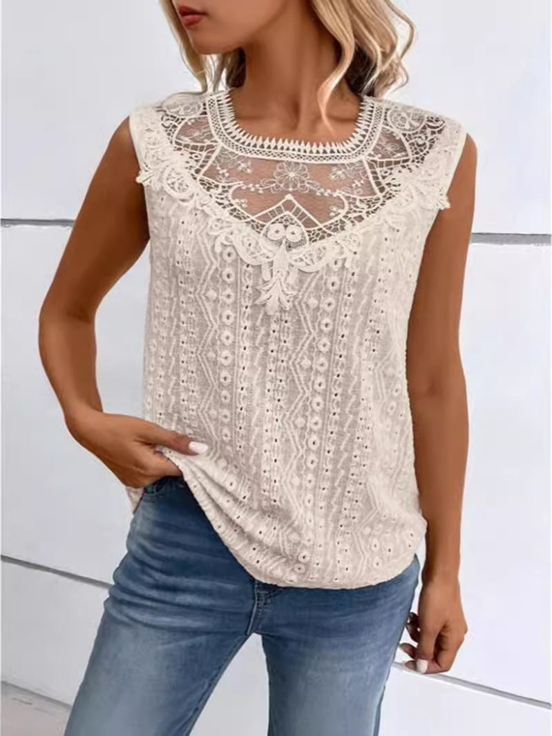 Lace Detail Eyelet Tank