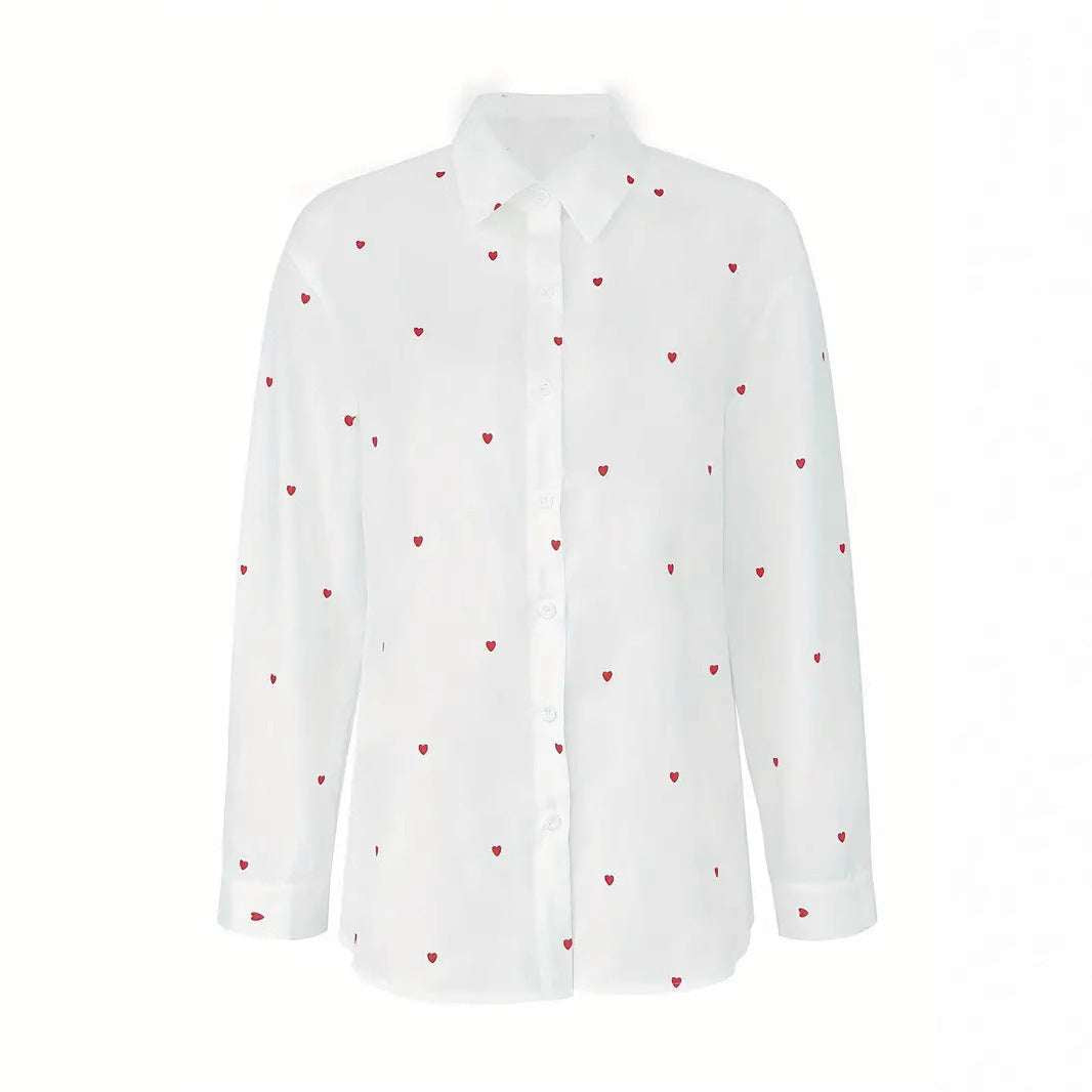 Heart Printing Long Sleeve Shirt