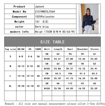 Stand-up Collar Shirt Loose Polka Dot French Shirt Bishop Sleeves Top